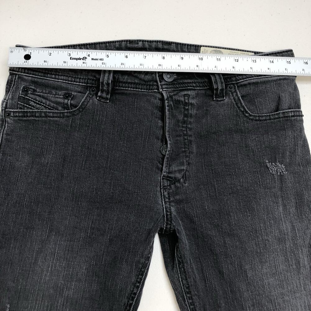 Diesel Safado-R Regular Slim Straight Men’s Jeans 30x25 Button Black Distressed - Picture 2 of 13